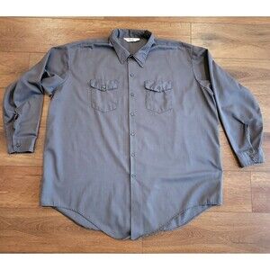 KEY Imperial Shirt Mens 2XL ? 3XL ? Gray Button Workwear Vintage USA READ FLAW